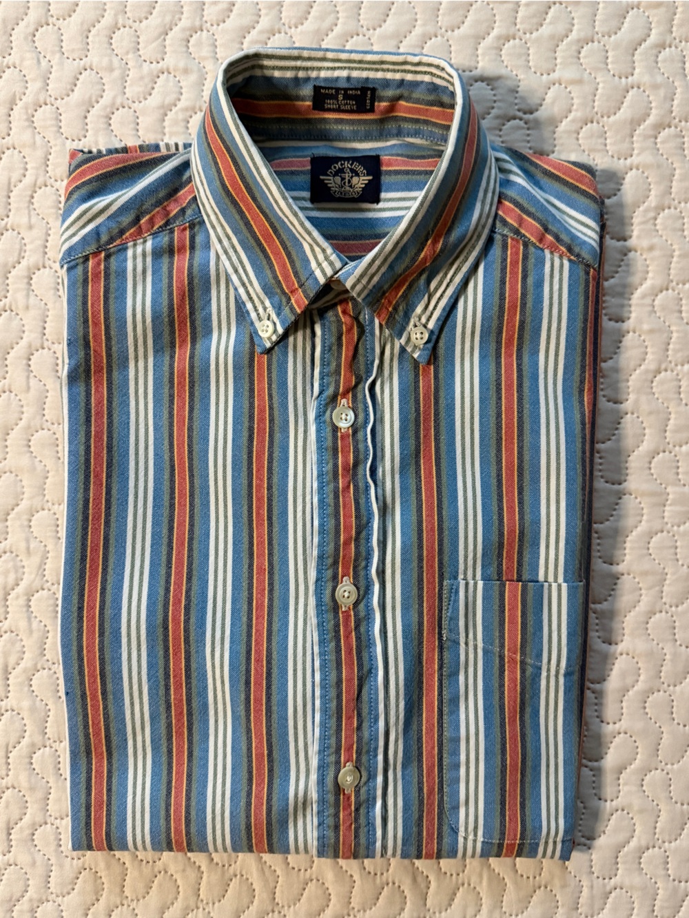 Dockers Men's Small 100% Multi-Stripe Button-Down Shirt in Blue and Brown